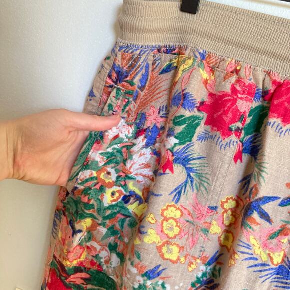 M&S Collection Women UK 14/US 10 Floral Linen Blend Ankle Pant Beachy Resort - Picture 4 of 11